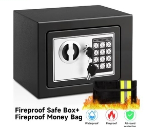 lot 36212 image: LOCKSWORTH 0.25 Cubic Feet Electronic Digital Safe Box, Steel Money Safe Box for Home with Fireproof Money Bag for Cash Safe Hidden