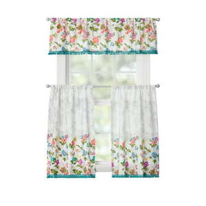 lot 36214 image: The Pioneer Woman Blooming Bouquet 3 Piece Tier Set  Multi  Recycled Polyester  BCI Cotton  60 W x 14 L  Indoor Curtain