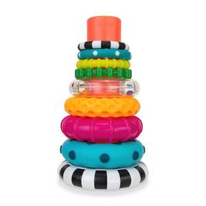 lot 38884 image: Sassy Baby Stacks of Circles Sensory Ring Stacker, Multi (MISSING BOTTOM PIECE)