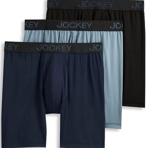 lot 38898 image: JockeyEssentials Mens Microfiber Long Leg Boxer Brief Underwear, Pack of 3 Size L