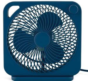 lot 38909 image: Mainstays 9-inch Box Indoor Comfort Personal AC Electric Fan, 3 Speeds Washed Indigo