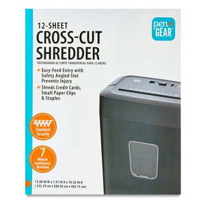lot 38913 image: PenGear 12-Sheet Cross-Cut PaperCredit Card Shredder with 5.5 Gallon Bin  Black  Home & Office Use- Retail $59