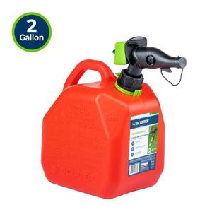 lot 38928 image: 2-GL Scepter SmartControl Gas Can Height 14   Length 9.70  Weight 1.31 Pounds. Fuel Type Gas. Red (NO SPOUT TIP)