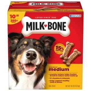 lot 38946 image: Milk-Bone Biscuits Flavored Medium Dog Treats - 10lbs (BEST BY 09172027)