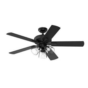 lot 40023 image: Better Homes & Gardens Bennett Collection 52 Black Ceiling Fan with LED Light Kit 5 Reversible Blades - Retail $78
