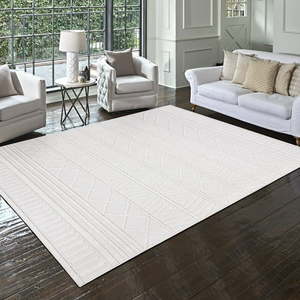 lot 40026 image: Gertmenian Malini Lana Cream Ivory Bohemian Geometric Tonal Polyester High-Low Indoor Area Rug  8x10 - Retail $189