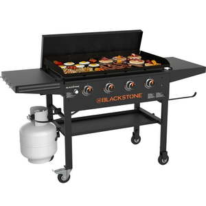 lot 36216 image: Blackstone Original 4-Burner 36  Propane Omnivore Griddle with Hard Cover (See Details) - Retail $297