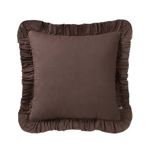 lot 36221 image: My Texas House 18 x18  Brown Ruffle Cotton Decorative Pillow
