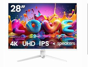 lot 36228 image: Suevery 28.2 4K 60Hz IPS Monitor, 38402560 UHD with 120% sRGB, Built-in Speakers, FreeSync,Type-CHDMIDP, Wall-Mountable, White - Retail $149