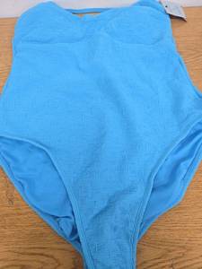 lot 38962 image: Womens Jacquard Textured Regular Leg Medium Coverage One Piece Swimsuit - Shade & Shore Blue -Size L