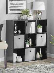 lot 40085 image: Mainstays 9 Cube Storage Organizer, Black