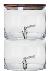 lot 40092 image: Better Homes & Gardens 240oz Stacking Glass Beverage Dispenser with Acacia Wood Lid