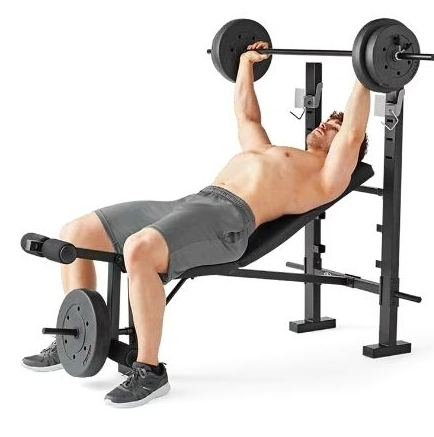 lot 35761 image: Athletic Works Standard Bench & Rack Combo with Leg Press - Retail $67