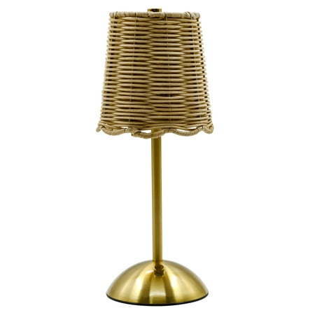 lot 38345 image: Home Decor Collection Sterling & Noble Home Cordless Indoor Rattan and Gold Colored Table Lamp with Touch SwitchDimmer Set of 2