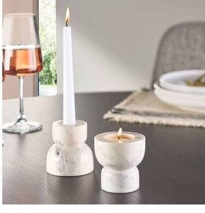 lot 36269 image: Better Homes & Gardens Modern Marble Taper Votive Candleholder Set, 2-Piece, 3