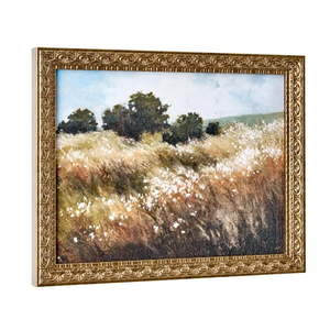 lot 36299 image: Home Decor Collection Calm Meadow Landscape Wall Art Nature Canvas Print with Wood Bronze Frame Farmhouse Decor  11x14