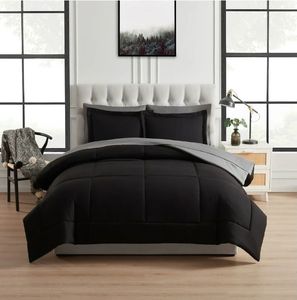 lot 40114 image: Mainstays All in One Reversible Comforter and Sheet set- 7 Piece, Queen, Black