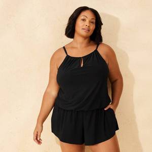 lot 41041 image: Womens Full Coverage Swim Romper - Shade & Shore Black Size 20