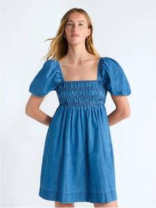lot 41047 image: Free Assembly Womens Plus Puff Sleeve Peasant Mini Dress, Size L