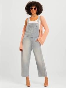 lot 41058 image: Jessica Simpson Womens Cropped Barrel Leg Denim Overalls, -Size L