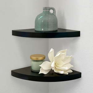 lot 41063 image: Mainstays 9.45  Wood Round Corner Floating Shelf Set of 2  Black