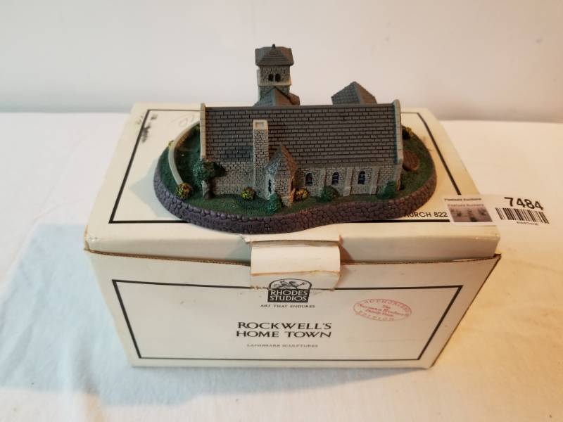 lot 7484 image: The Grey Stone Church of Rockwells Main Street Collectible - 1991