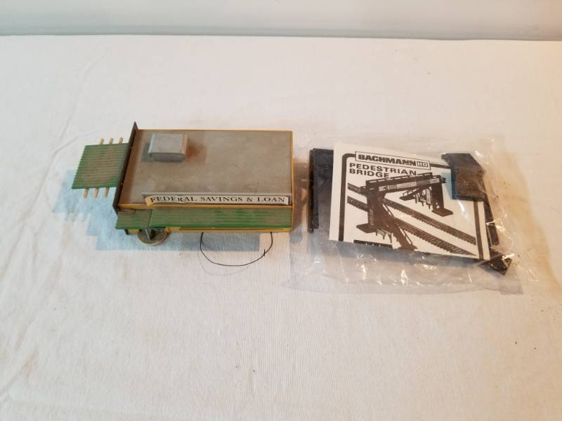 lot 7517 image: HO Scale Train Pedestrian Bridge and Federal Savings and Loan