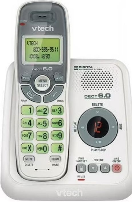 lot 33804 image: VTech CS6124 DECT 6.0 Cordless Phone with Answering System and Caller IDCall Waiting White