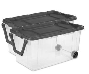 lot 40136 image: Sterilite 160 Qt Wheeled Storage Box 2 Pc.