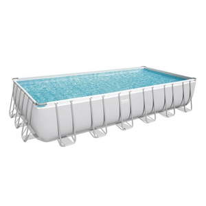 lot 40137 image: Bestway Power Steel 24  x 12  x 52  Rectangular Metal Frame Above Ground Pool Set  Box 13 - Retail $1,398