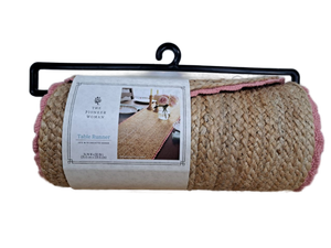 lot 40140 image: The Pioneer Woman Table Runner Jute with Crocheted Border 14in W x 90in L