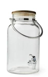 lot 40158 image: Better Homes & Gardens Glass 1.5 Gallon Beverage Dispenser with Wood Lid