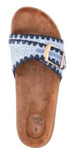 lot 41103 image: Time and Tru Womens One Buckle Footbed Slide Sandals Size 8