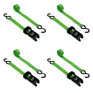 lot 41114 image: Hyper Tough 1 inch by 10 feet 500 lbs. S-Hook Ratchet Tie Down 4 Pack