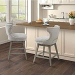 Madison Park Transitional Emmett Swivel Counterstool with Light Grey MP104-0943 - Retail: $222