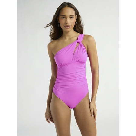 lot 38442 image: Sofia by Sofia Vergara Womens and Womens Plus One Shoulder Keyhole One Piece Swimsuit  -Size S