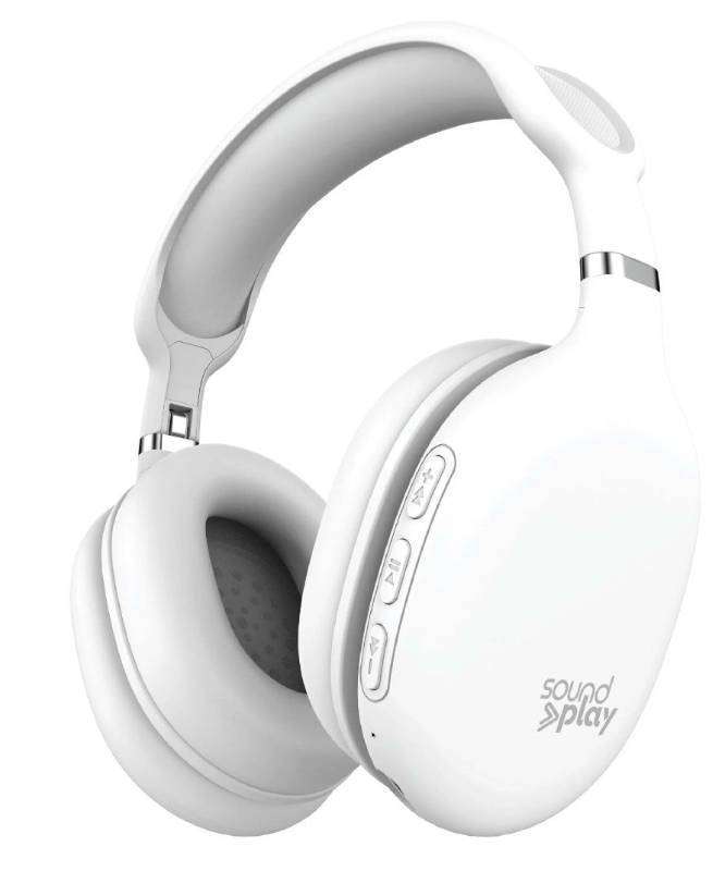 lot 38504 image: SoundPlay Foldable Wireless Headphones, Bluetooth Over-Ear Headset with Built-in Mic