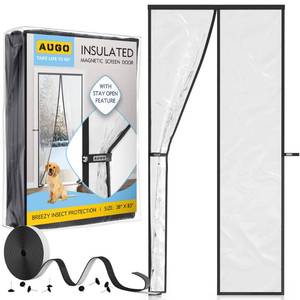 lot 37219 image: AUGO Magnetic Thermal Insulated Door Curtain - Transparent EVA Door Cover for Winter- Keeps Warm Air in and Cold Air Out - Home Winterizing Products - Patent Pending Keep Open Feature - 38x83