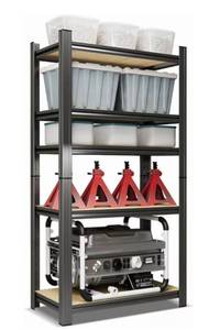 lot 37223 image: Heavy Duty 5-Tier Adjustable Storage Shelves Unit,Metal Utility Rack Shelf for Industries, Warehouses, Basement (72H x 35.4W x15.7D) - Retail $89