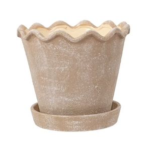 lot 37224 image: My Texas House 8 inch Ceramic Wave Planter, Brown