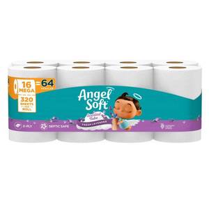 lot 37235 image: Angel Soft Toilet Paper - 16 Lavender Mega Rolls 320 Sheets Per Roll