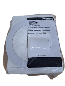 lot 40168 image: Commercial Vacuum Cleaner Dust Bags and Pre Filter Set 5 Bags and 1 Pre Filter Part No. 1471097500