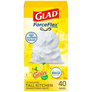 lot 40184 image: Glad - OdorShield Tall Kitchen Drawstring Trash Bags 40.00 ct