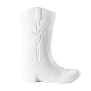 lot 40188 image: Urban Shop Ceramic Cowboy Boot Vase 8.75   White 2 Pack