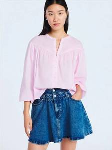 lot 41116 image: Scoop Womens Flowy Cotton Blouse with Long Sleeves, Size XL
