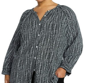 lot 41121 image: Terra & Sky Womens Plus Size Button Blouse with 34-Length Sleeves, Size 0X14