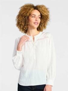 lot 41128 image: Time and Tru Womens Lace Yoke Half Button Shirt with Long Sleeves -Size S