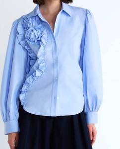 lot 41138 image: Free Assembly Womens 3D Floral Cotton Shirt with Long Sleeves, -Size Large (12-14)