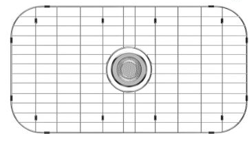 lot 35520 image: Sink Bottom Grid 28x 15, Stainless Steel Sink Protector Centered Drain with Round Corner Radius, Sink Grate for Bottom of Kitchen Single Sink Bowl with Hole, One-Piece