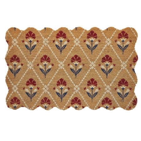 lot 37064 image: Floral Coir Outdoor Doormat RedWhiteBlue  48x 30 by My Texas House